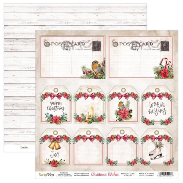 ScrapBoys - Designpapier "Christmas Wishes" Paper Pack 12x12 Inch - 12 Bogen