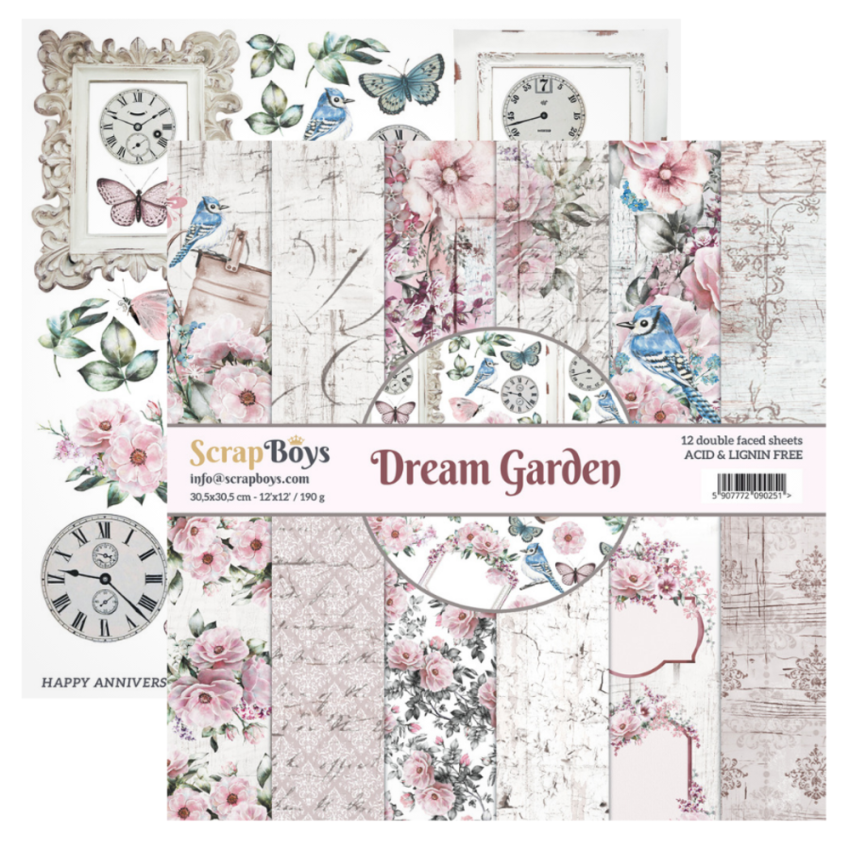 ScrapBoys - Designpapier "Dream Garden" Paper Pack 12x12 Inch - 12 Bogen