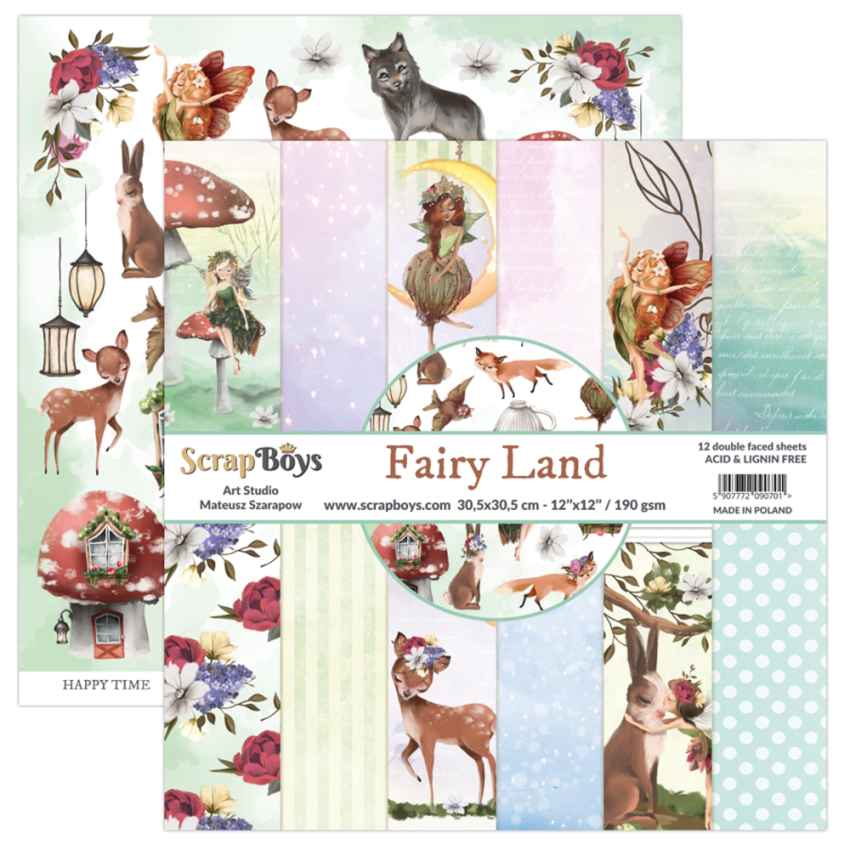 ScrapBoys - Designpapier "Fairy Land" Paper Pack 12x12 Inch - 12 Bogen