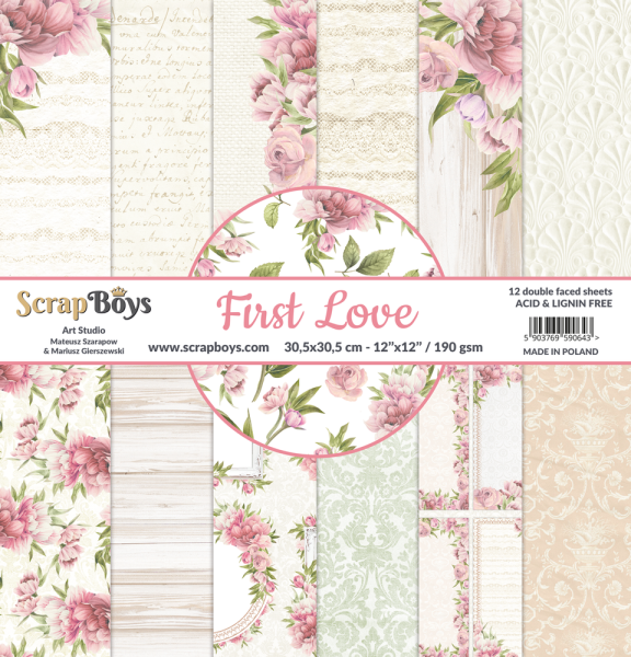 ScrapBoys - Designpapier "First Love" Paper Pack 12x12 Inch - 12 Bogen