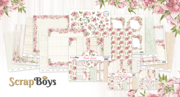 ScrapBoys - Designpapier "First Love" Paper Pack 12x12 Inch - 12 Bogen