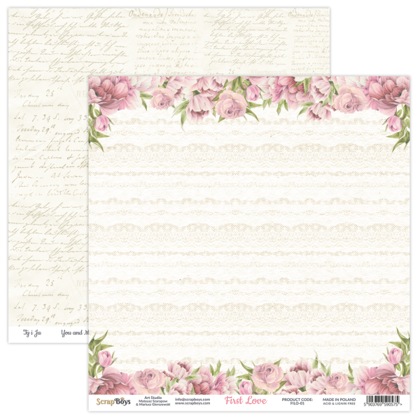 ScrapBoys - Designpapier "First Love" Paper Pack 12x12 Inch - 12 Bogen