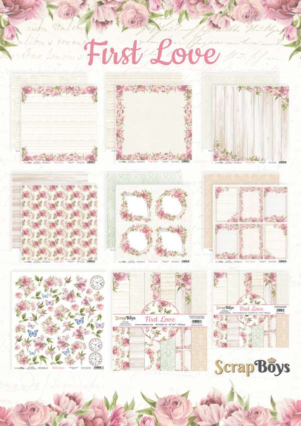 ScrapBoys - Designpapier "First Love" Paper Pack 6x6 Inch - 24 Bogen