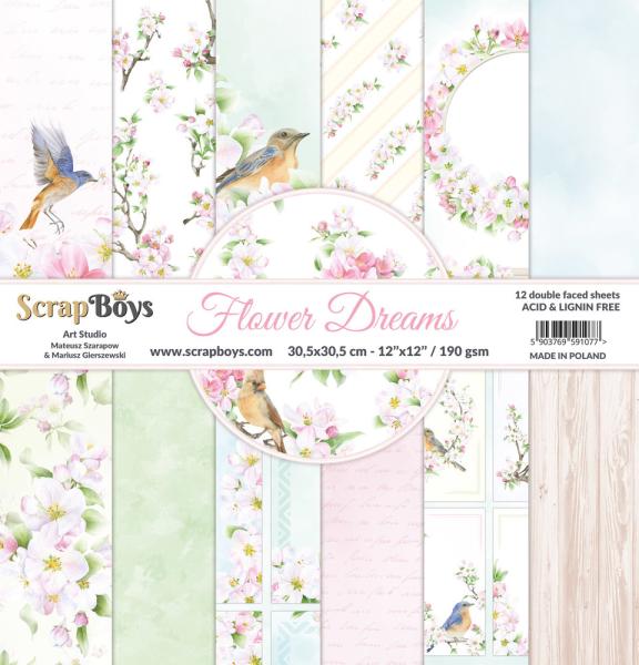 ScrapBoys - Designpapier "Flower Dreams" Paper Pack 12x12 Inch - 12 Bogen