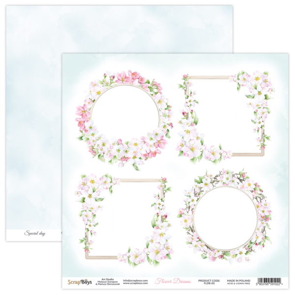 ScrapBoys - Designpapier "Flower Dreams" Paper Pack 8x8 Inch - 12 Bogen