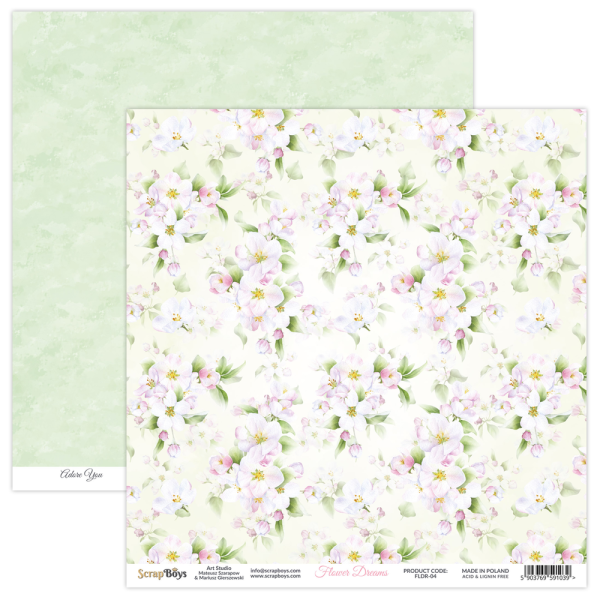 ScrapBoys - Designpapier "Flower Dreams" Paper Pack 8x8 Inch - 12 Bogen