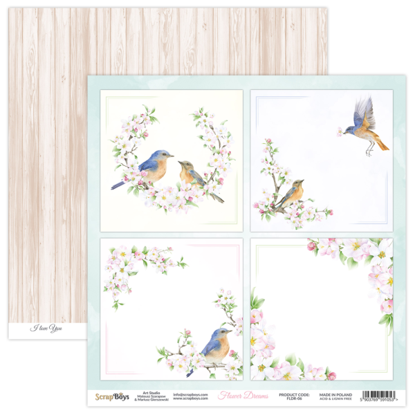 ScrapBoys - Designpapier "Flower Dreams" Paper Pack 8x8 Inch - 12 Bogen