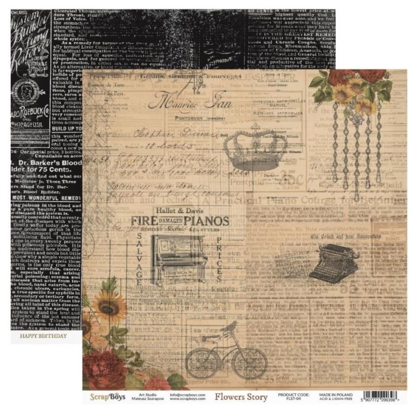 ScrapBoys - Designpapier "Flowers Story" Paper Pack 12x12 Inch - 12 Bogen