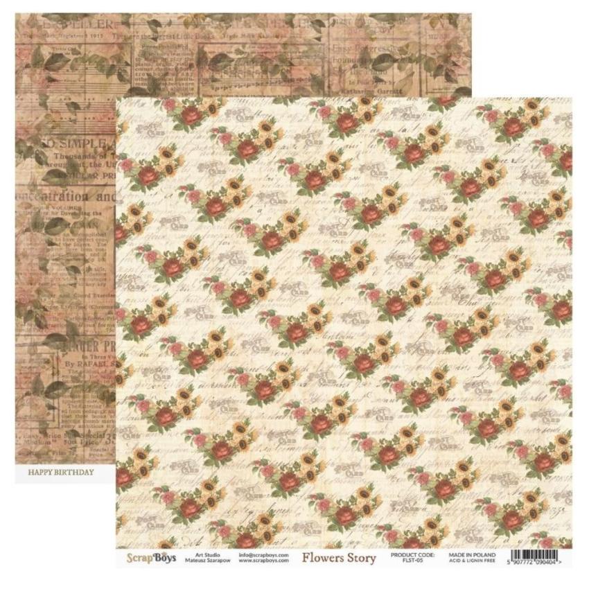 ScrapBoys - Designpapier "Flowers Story" Paper Pack 12x12 Inch - 12 Bogen