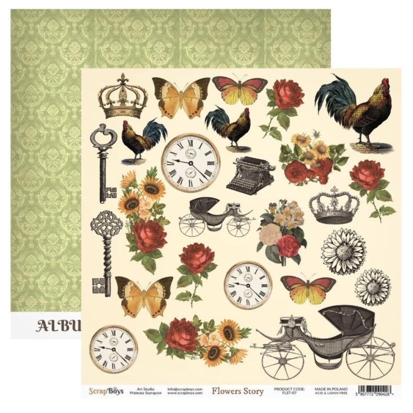 ScrapBoys - Designpapier "Flowers Story" Paper Pack 12x12 Inch - 12 Bogen