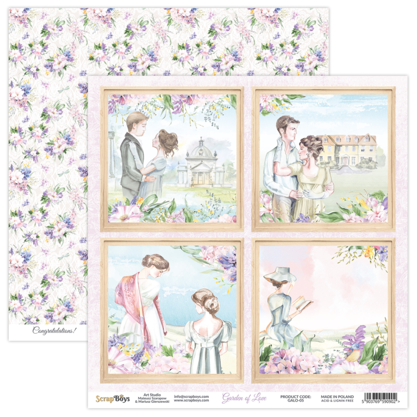 ScrapBoys - Designpapier "Garden Of Love" Paper Pack 12x12 Inch - 12 Bogen