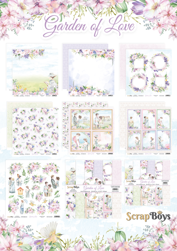 ScrapBoys - Designpapier "Garden Of Love" Paper Pack 12x12 Inch - 12 Bogen