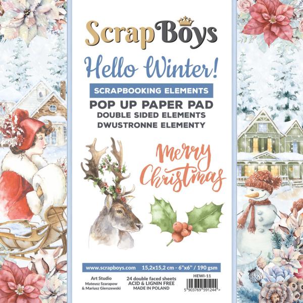 ScrapBoys - Stanzteile "Hello Winter" Pop Up Paper Pack 6x6 Inch - 24 Bogen