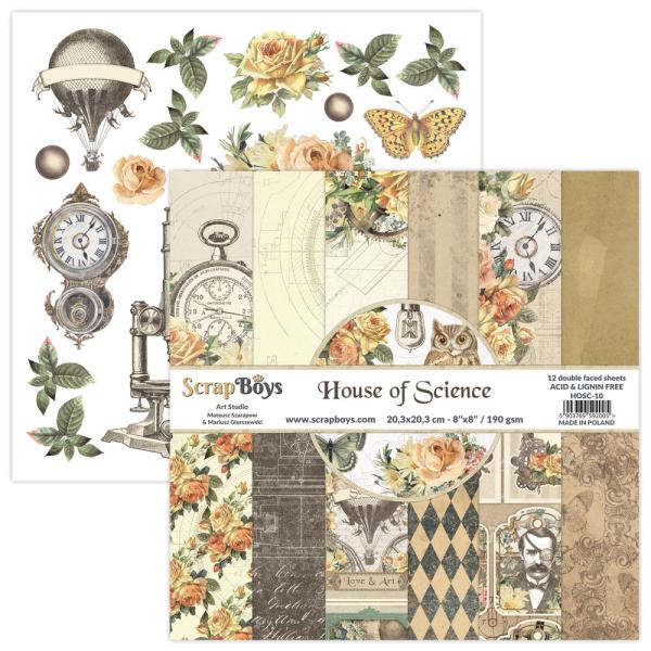 ScrapBoys - Designpapier "House Of Science" Paper Pack 8x8 Inch - 12 Bogen