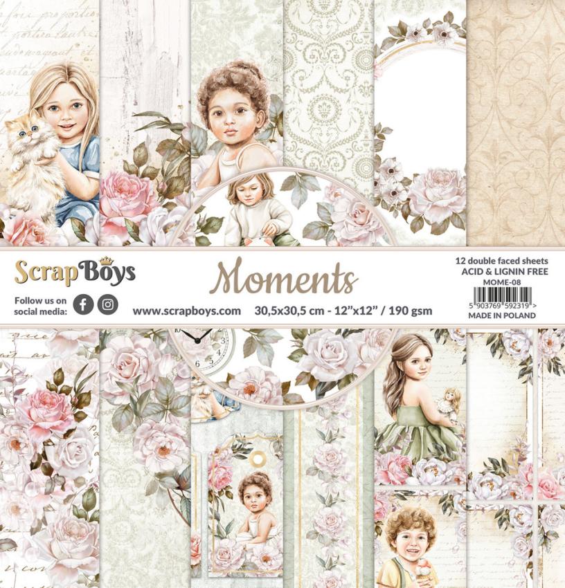 ScrapBoys - Designpapier "Moments" Paper Pack 12x12 Inch - 12 Bogen