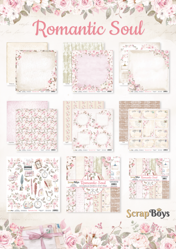 ScrapBoys - Designpapier "Romantic Soul" Paper Pack 12x12 Inch - 12 Bogen