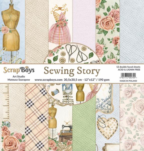 ScrapBoys - Designpapier "Sewing Love" Paper Pack 12x12 Inch - 12 Bogen