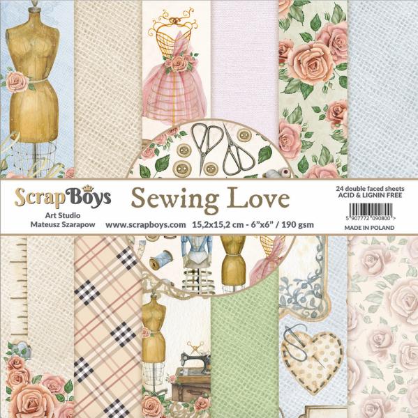 ScrapBoys - Designpapier "Sewing Love" Paper Pack 6x6 Inch - 24 Bogen