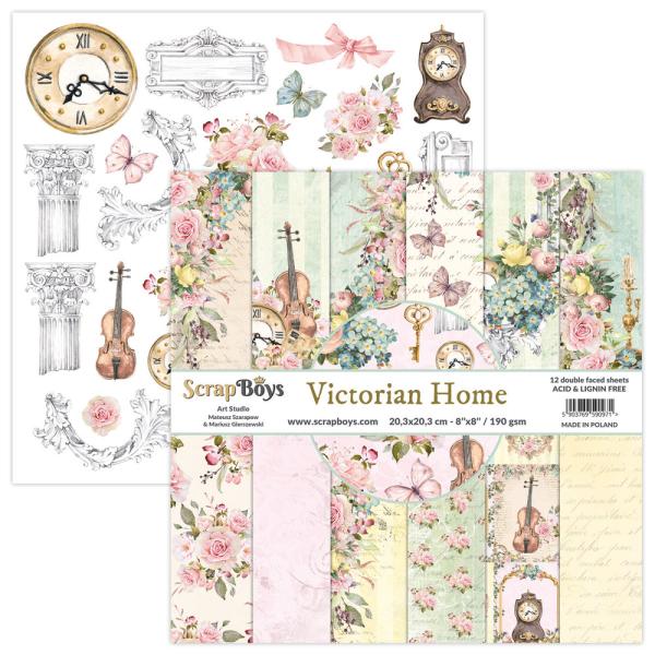 ScrapBoys - Designpapier "Victorian Home" Paper Pack 8x8 Inch - 12 Bogen