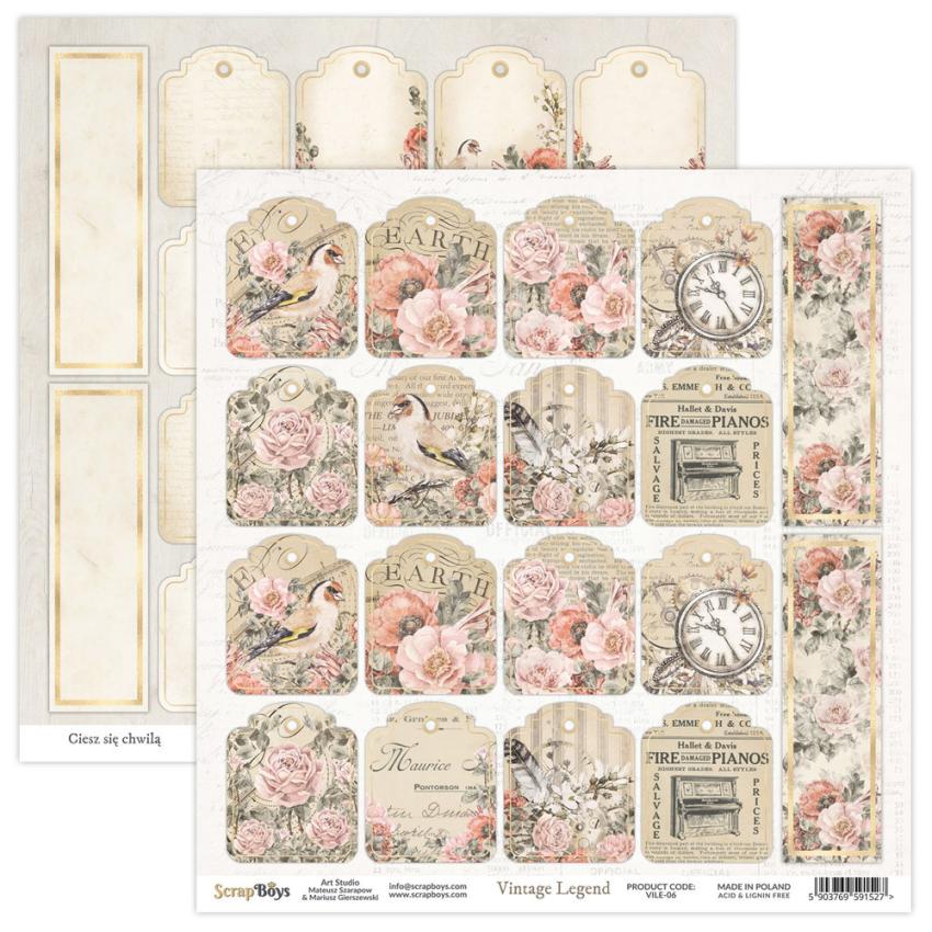 ScrapBoys - Designpapier "Vintage Legend" Paper Pack 12x12 Inch - 12 Bogen