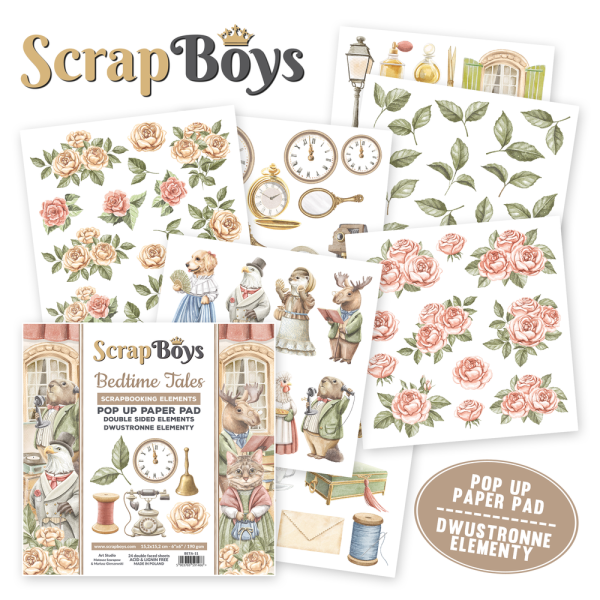 ScrapBoys - Stanzteile "Bedtime Tales" Pop Up Paper Pack 6x6 Inch - 24 Bogen