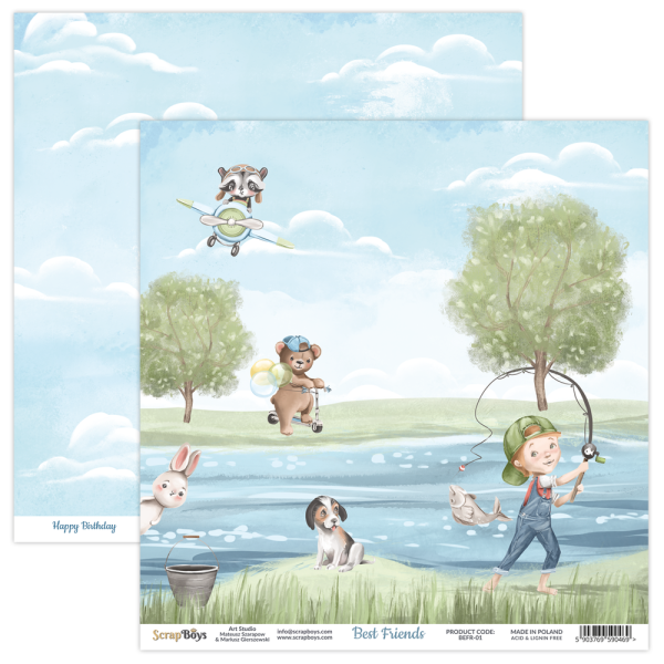 ScrapBoys - Designpapier "Best Friends" Paper Pack 12x12 Inch - 12 Bogen