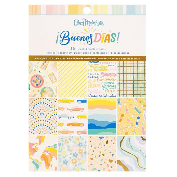 American Crafts - Designpapier "Buenos días Gold Foil" Paper Pack 6x8 Inch - 36 Bogen