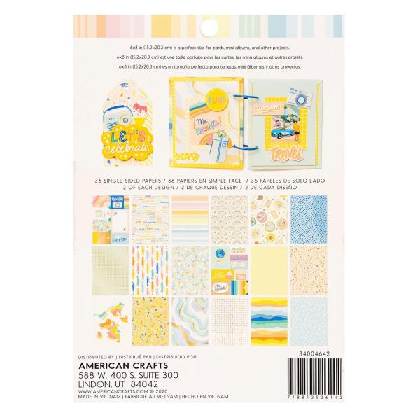 American Crafts - Designpapier "Buenos días Gold Foil" Paper Pack 6x8 Inch - 36 Bogen