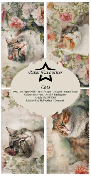 Paper Favourites - Designpapier "Cats " Slim Paper Pack 3x8 Inch - 24 Bogen