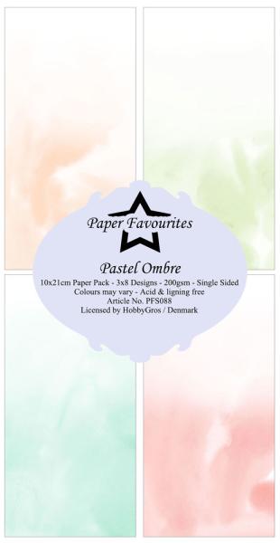 Paper Favourites - Designpapier "Pastel Ombre " Slim Paper Pack 3x8 Inch - 24 Bogen