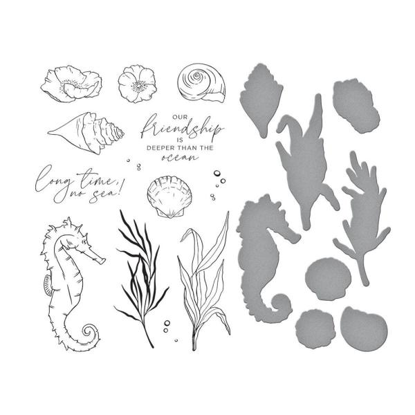 Spellbinders - Stempelset & Stanzschablone "Seahorse Garden" Clear Stamps & Dies