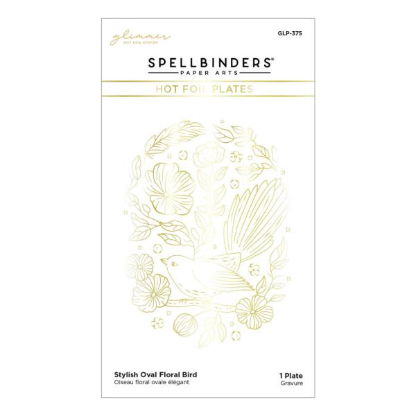 Spellbinders - Heißfolien-Platte "Stylish Oval Floral Bird" Hot Foil Plate