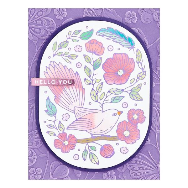 Spellbinders - Schablone "Stylish Oval Floral Bird" Layered Stencil