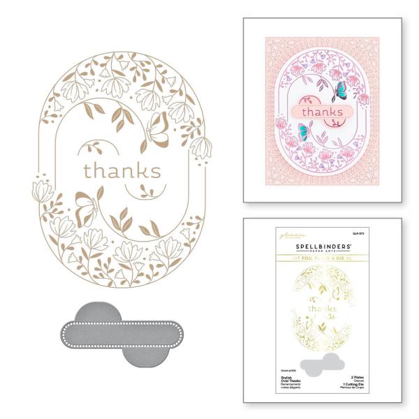 Spellbinders - Glimmer Hot Foil Plate "Stylish Oval Thanks"