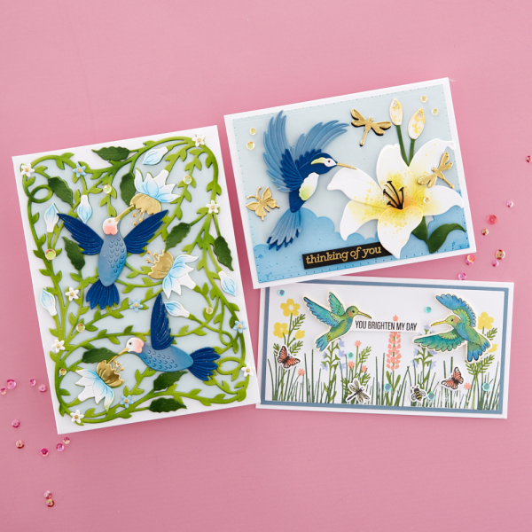 Spellbinders - Stanzschablone "Delicate Floral Hummingbirds" Dies