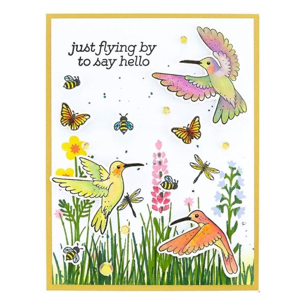 Spellbinders - Stempelset & Stanzschablone "Hummingbird Build a Scene" Clear Stamps & Dies