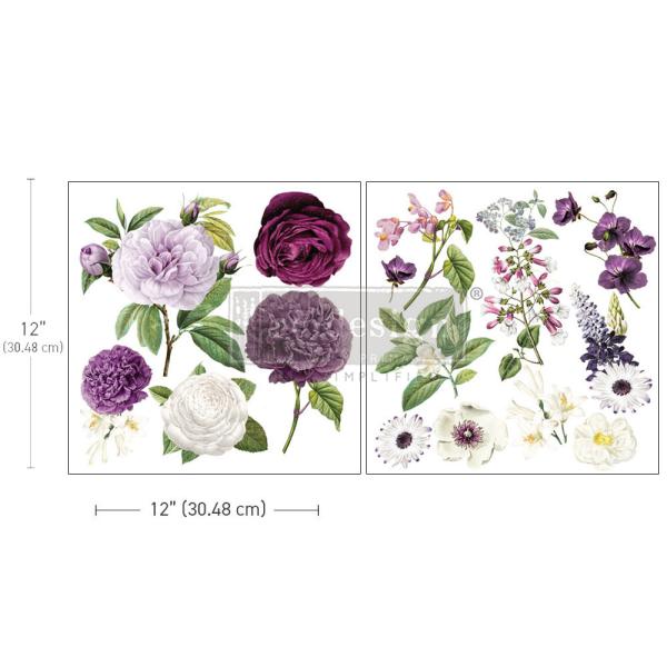 Re-Design with Prima - Transfer Aufkleber 12x12 Inch "Majestic Blooms" Decor Transfer 2 Bogen 