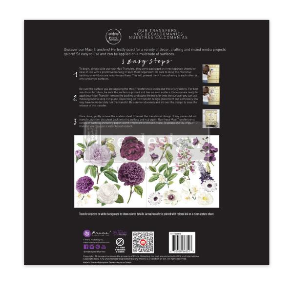 Re-Design with Prima - Transfer Aufkleber 12x12 Inch "Majestic Blooms" Decor Transfer 2 Bogen 