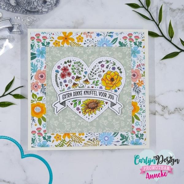 Carlijn Design - Stempelset "Bloemenhart Banner" Clear Stamp 