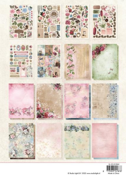 Studio Light - Designpapier - Stanzteile "Vintage Roses " DIY Block A4 - 32 Bogen