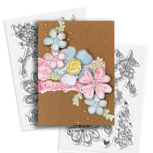 Polkadoodles - Stempelset "Hearts and Flowers Butterfly 1" Clear Stamps