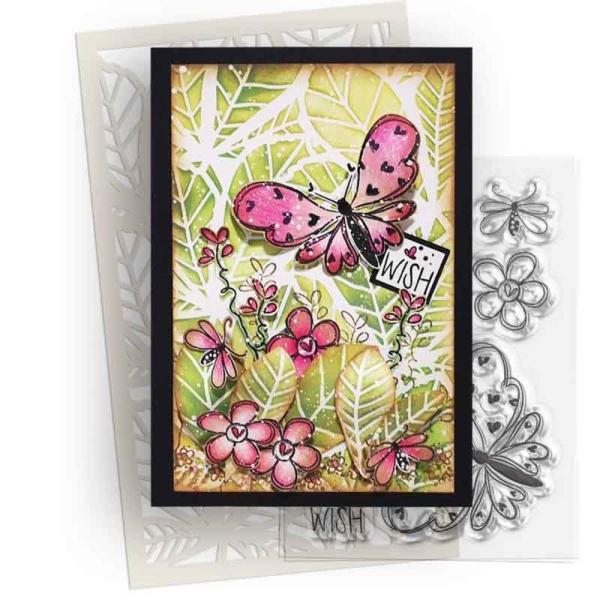 Polkadoodles - Stempelset "Hearts and Flowers Butterfly 1" Clear Stamps