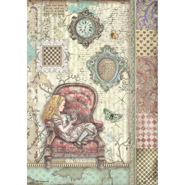 Stamperia - Decopatch Papier "Alice on the Chair" Decoupage A4 - 6 Bogen  