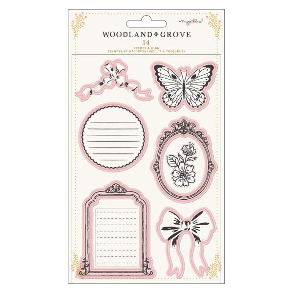 American Crafts - Stempelset & Stanzschablone "Woodland Grove" Stamp & Dies