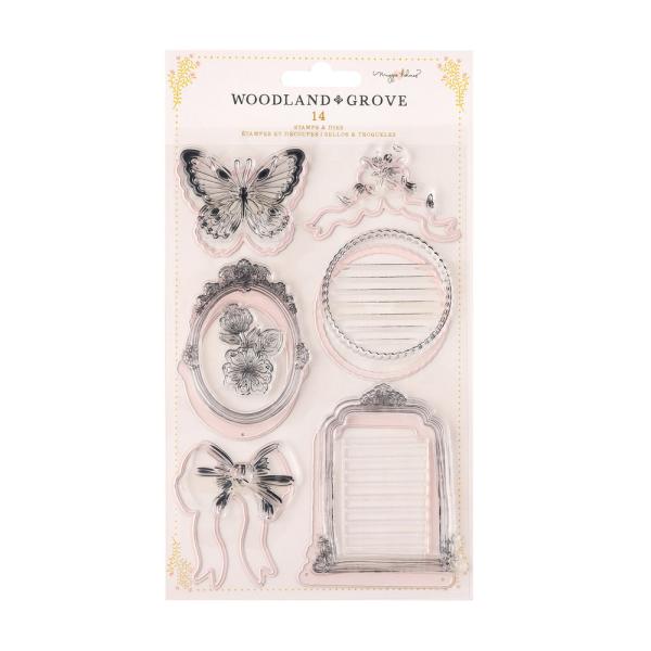 American Crafts - Stempelset & Stanzschablone "Woodland Grove" Stamp & Dies