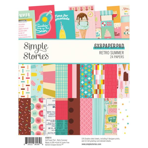 Simple Stories - Designpapier "Retro Summer" Paper Pack 6x8 Inch - 24 Bogen