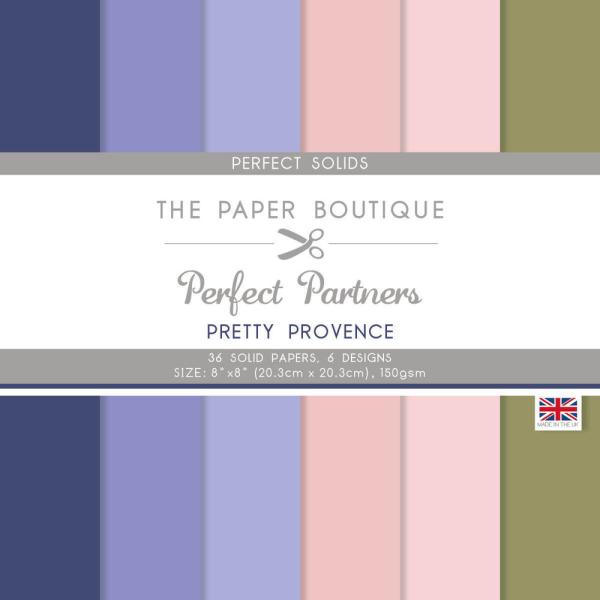 The Paper Boutique - Cardstock "Pretty Provence" Solid Papers 8x8 Inch - 36 Bogen