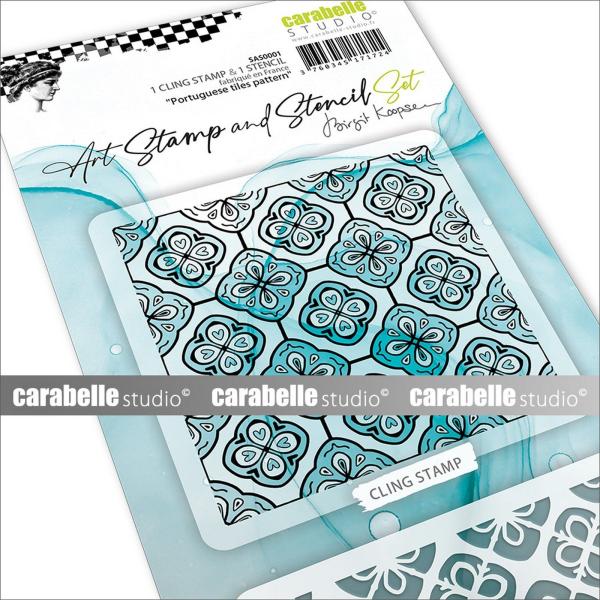 Carabelle Studio - Stempel & Schablone "Portuguese Tiles Pattern" Art Stamp & Stencil