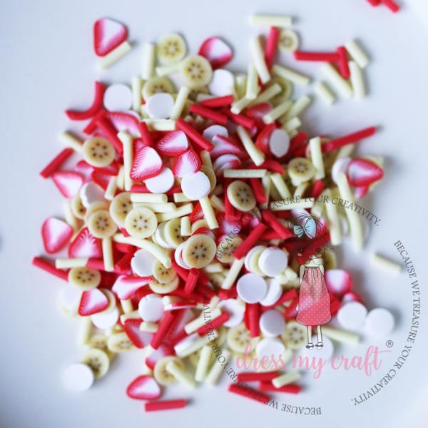 Dress My Craft - Streuteile "Strawberry Banana Confetti Mix" Shaker Slices 8g