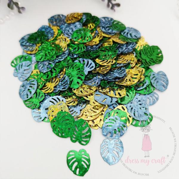 Dress My Craft - Streuteile "Sparkling Tropical Leaves" Shaker Slices 8g